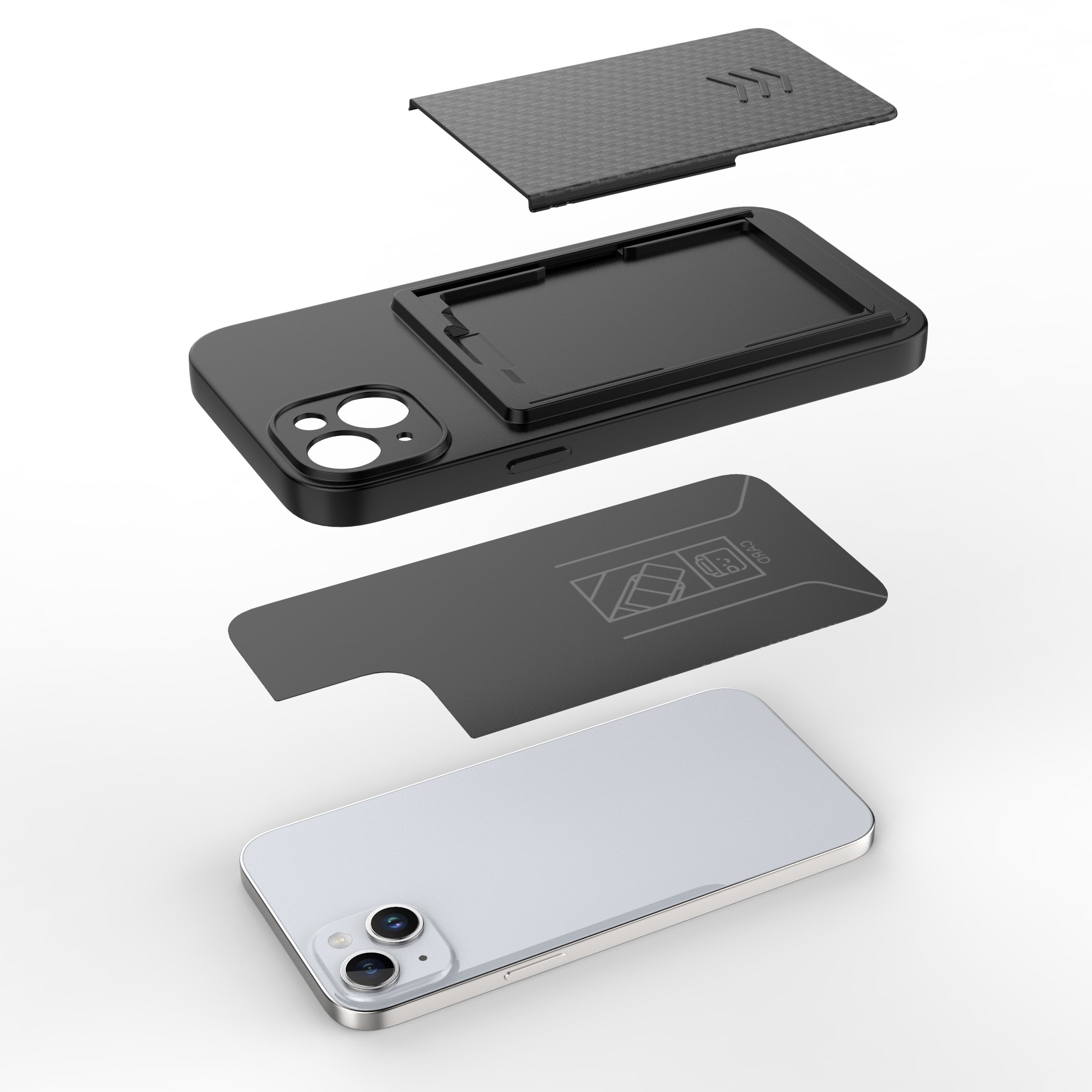 For iPhone 14 TPU Phone Case with PC Slide Card Holder Anti-drop Phone Cover For iPhone 14 TPU Phone Case with PC Slide Card Holder Anti-drop Phone Cover